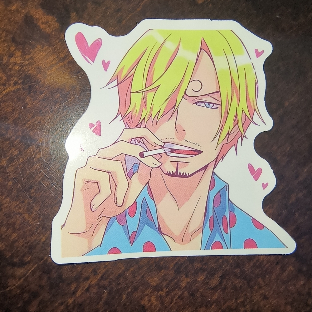 Onepiece Sticker — Blonde Hair & Blue Polka Dot Shirt Sanji
